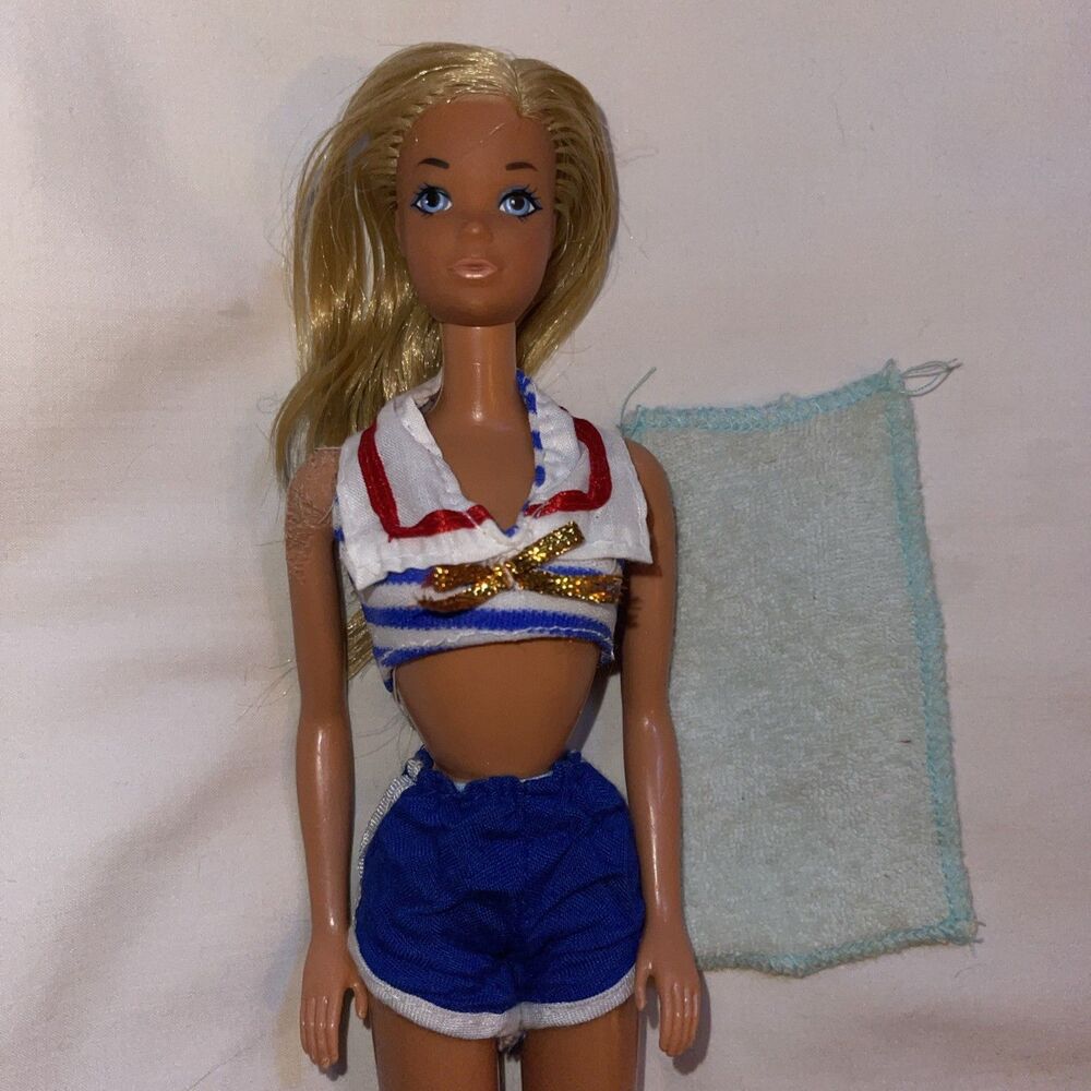 VTG 1978 Barbie Doll Sun Set Sun Lovin’ Malibu PJ #1187 Steffie Face & Towel